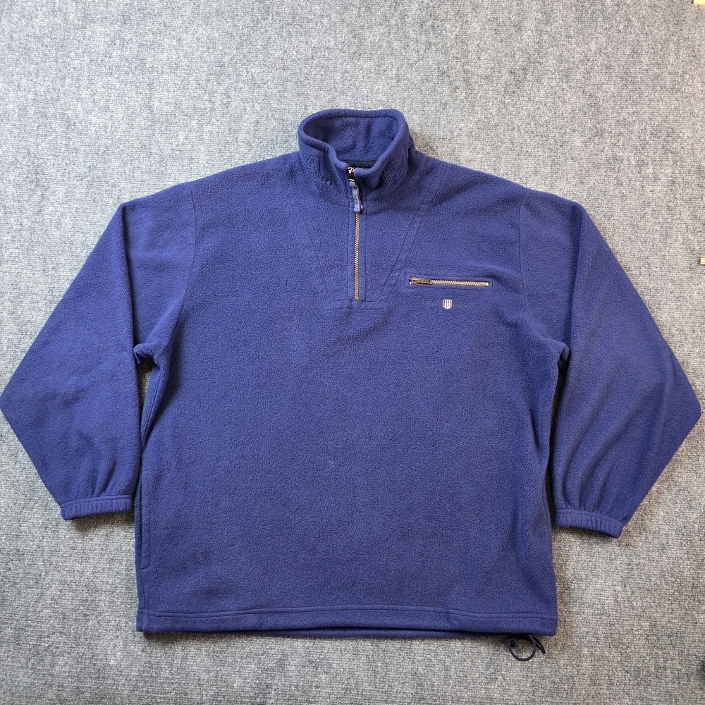 Vintage GANT USA Rugger Fleece Quarter Zip Pullover Sweater L 90s Blue